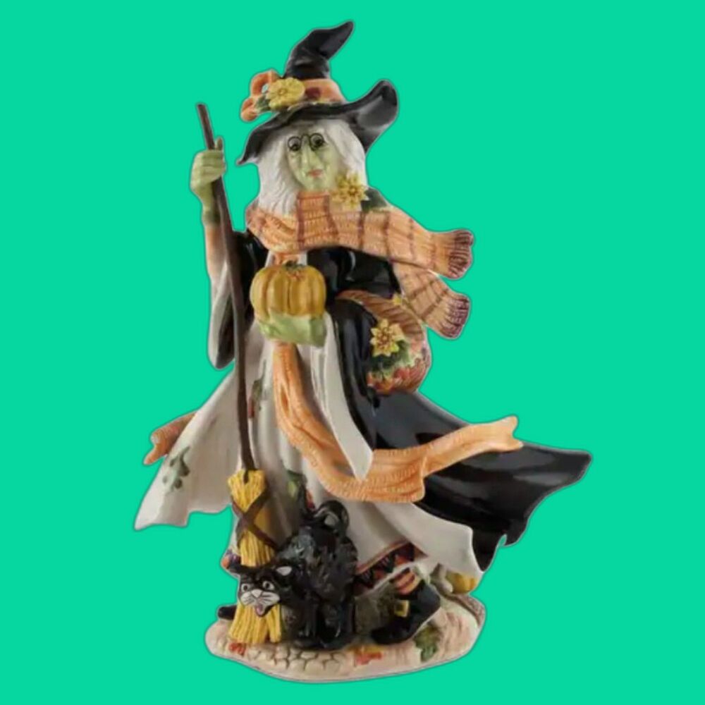 Fitz and Floyd Halloween Harvest Witch Figurine Ceramic Decor Autumn Salem